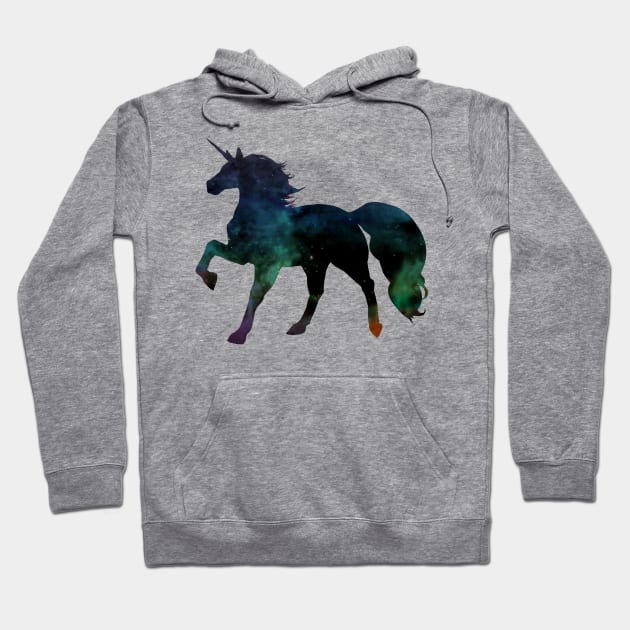 Galaxy Unicorn Silhouette Hoodie by FishWithATopHat